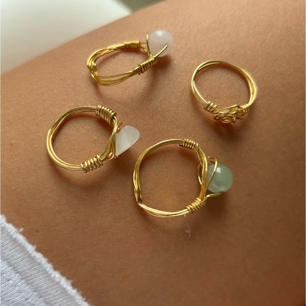 Gemstone and singular rose gold rings